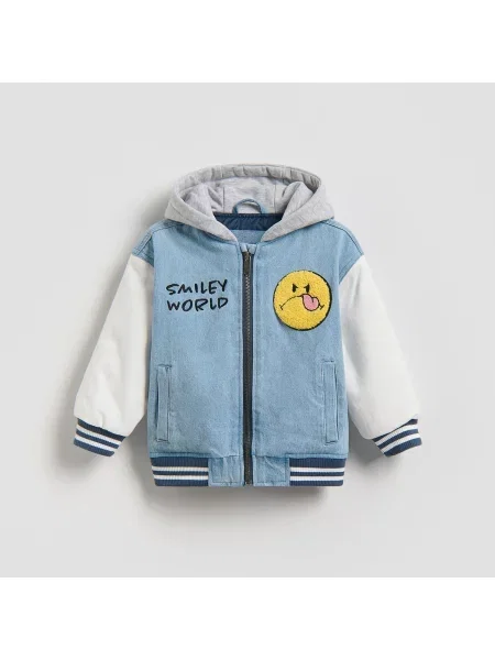 Reserved Džínová bomber bunda SmileyWorld® modrá