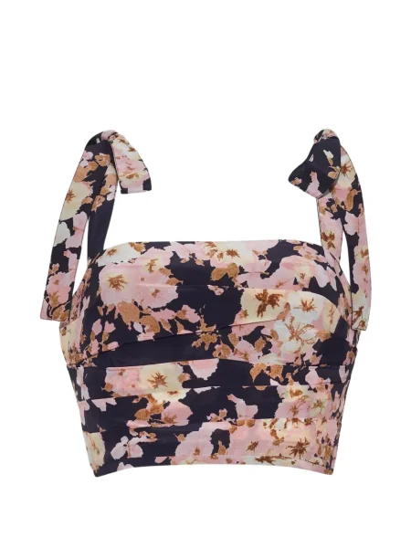 Top Cara Cara cu model floral cu imagine cu legături albastru