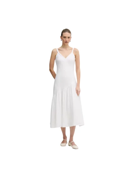 Lniana sukienka midi Dkny biała