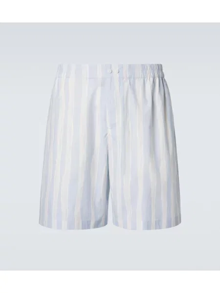 Pruhované poplínové kraťasy Jacquemus modré