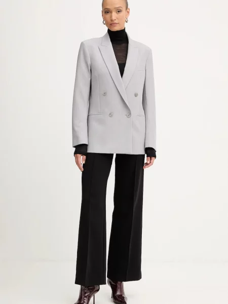 Піджак Patrizia Pepe двобортний однотонний сірий