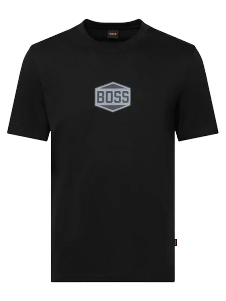 Тениска Boss с автограф черно