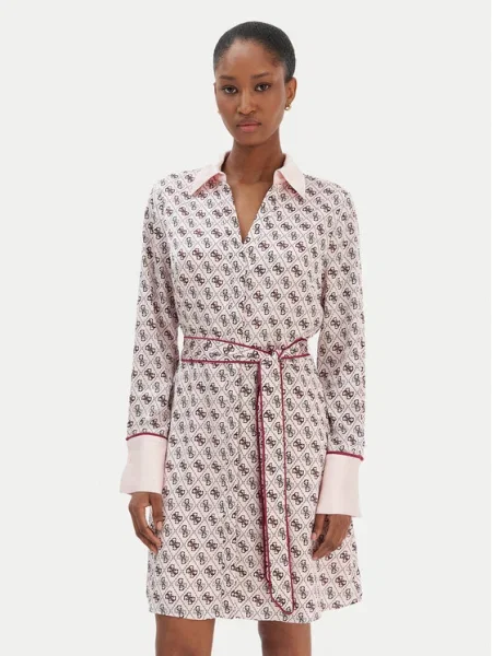 Guess Rochie tip cămașă roz