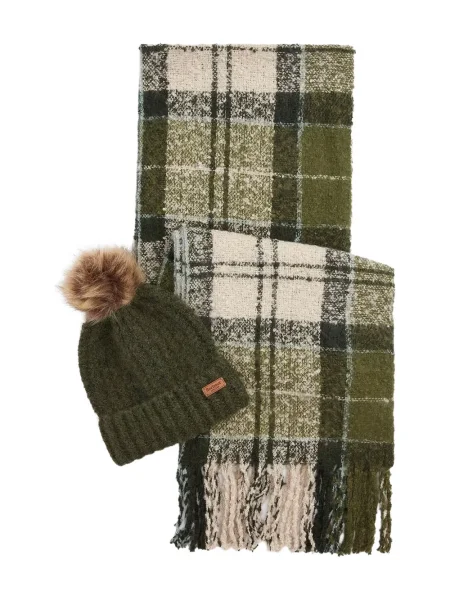 Fular Barbour în carouri cu imagine verde