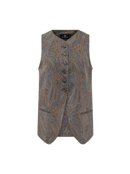 Kamizelka Etro z wzorem paisley szara