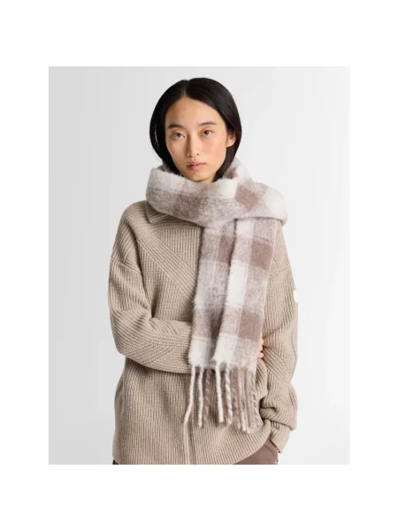 Fusalp szalik z wełną alpaki CHECK SCARF beżowa
