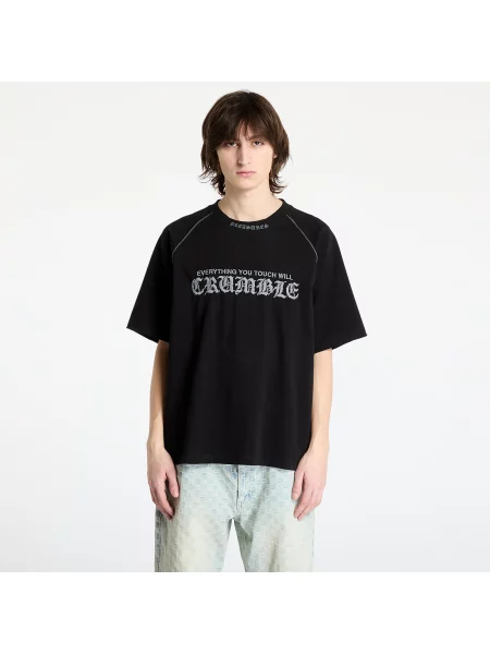 Tricou PLEASURES Crumble Heavyweight Raglan Black S negru