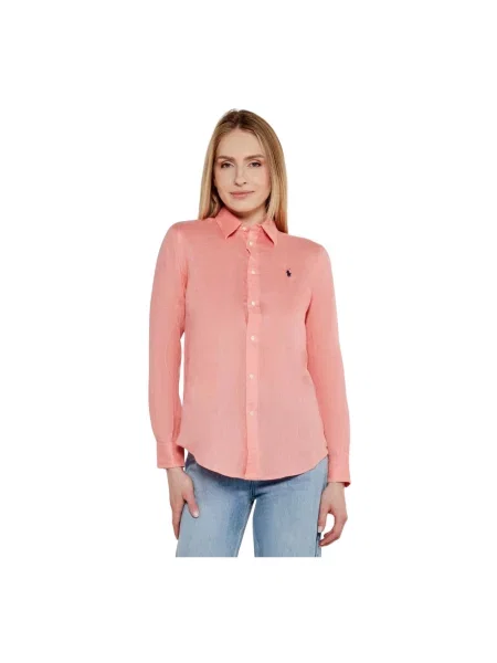 Lniana koszula Ralph Lauren różowa