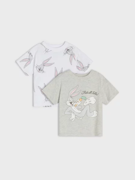 Sinsay trička s potiskem 2 ks Bugs Bunny šedá