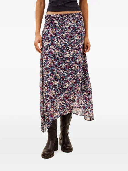 Fustă Ba&sh cu model floral cu imagine asimetrică albastru