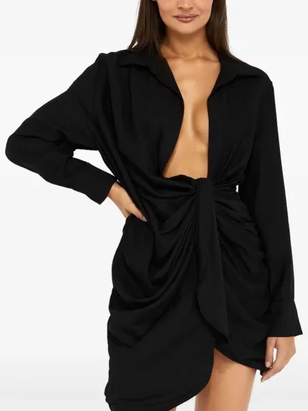 Rochie mini Jacquemus drapată de costum negru