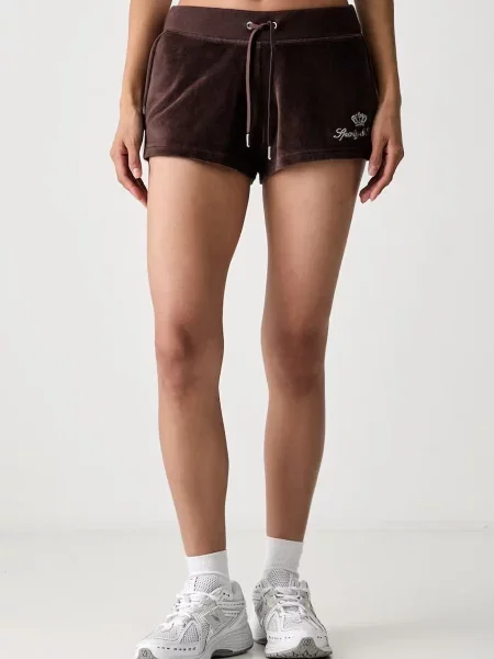 Sporty & Rich x Juicy Couture σορτς βελούρ γυναικεία καφέ
