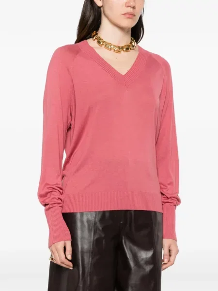 Lung tricou Joseph cu decolteu în V roz