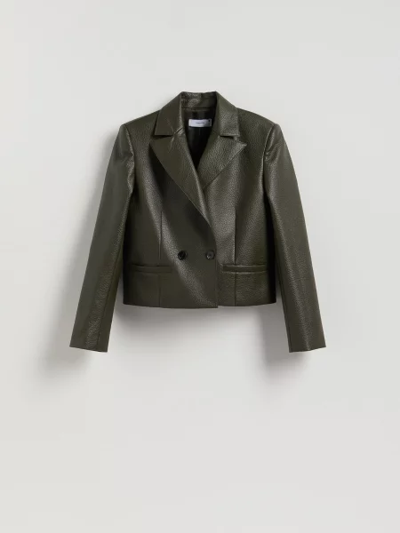 Reserved Пиджак из экокожи пильно-зелений зелений
