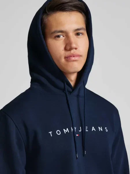 Bluza z kapturem z wyhaftowanym logo Tommy Jeans granatowa