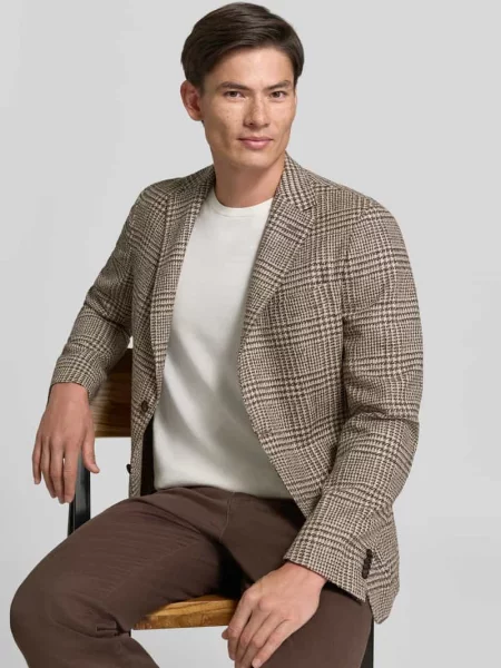 Marynarka o kroju slim fit z mieszanki żywej wełny model Boss beżowa