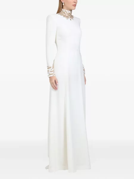 Maksi sukienka maxi Dina Melwani z krepy garniturowa biała