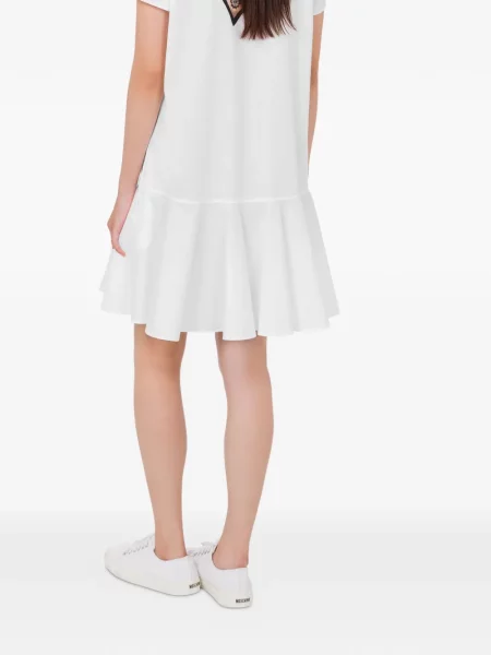 Rochie mini Moschino cu volane scurtă de costum alb