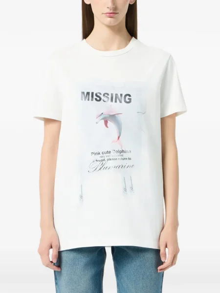 Tricou Blumarine cu imagine din jerseu alb
