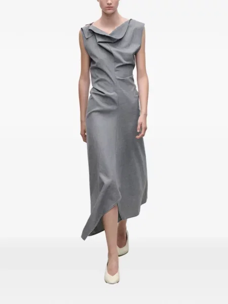 Rochie midi Victoria Beckham drapată gri