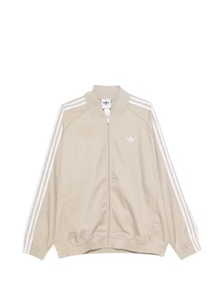 Pantaloni Adidas cu broderie cu dungi din piele de căprioară maro