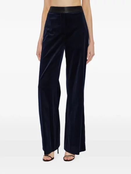 Pantaloni Victoria Beckham din satin albastru