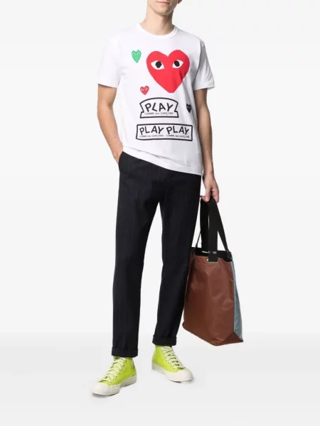 Μπλούζα Comme Des Garçons Play με σχέδιο με μοτίβο καρδιά λευκό