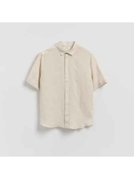 Reserved Slim fit lněná košile béžová