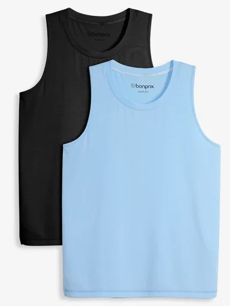T-shirt sportowy z bawełną szybkoschnący 2 szt. czarna