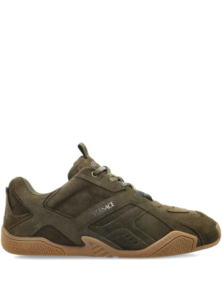 Sneakerși Versace cu șireturi din piele de căprioară verde