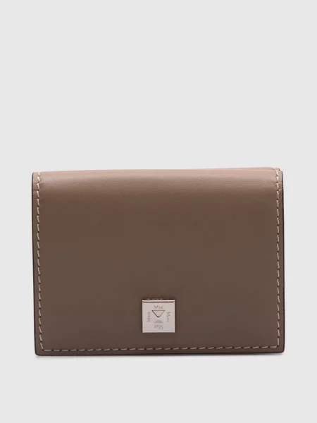 Шкіряне портмоне з логотипом Max Mara бежеве