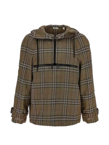 Cămașă Burberry în carouri cu glugă cu imagine maro