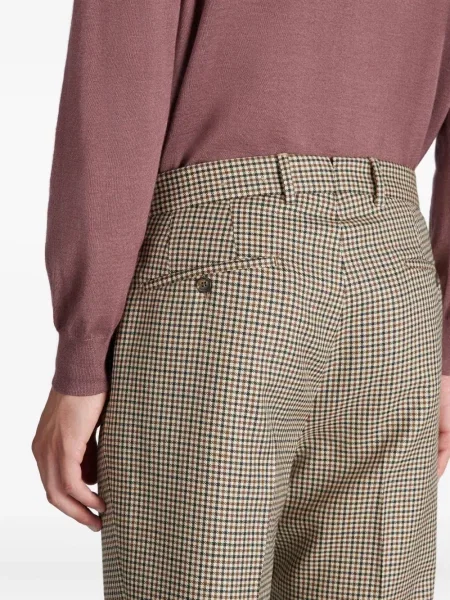 Pantaloni Slowear de lână în carouri maro