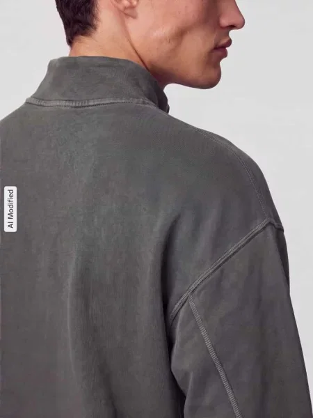Bluza z nadrukiem z logo kołnierz zapinany Hugo Blue szara