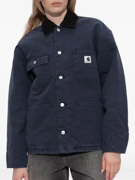 Палто Carhartt Wip от рипсено кадифе синьо