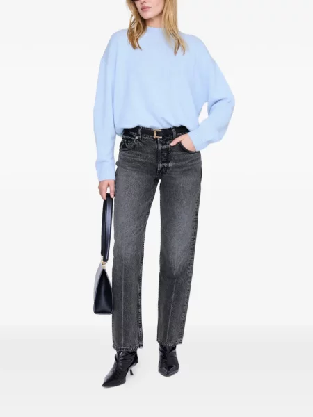 Pulover Anine Bing cu decolteu rotund albastru