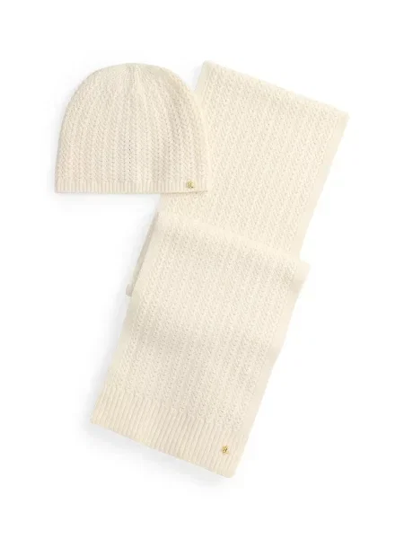 Lauren Ralph Lauren pălărie și eșarfă din lână bej