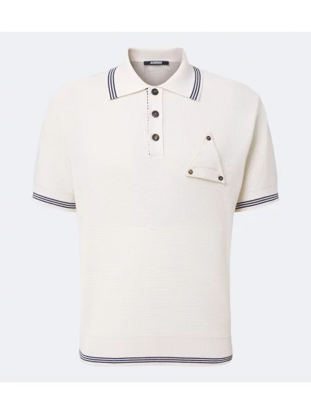 Tricou polo Jacquemus de mătase alb