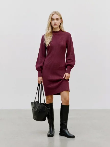 VERO MODA Rochie tricotat VMHARPER burgundy roșu