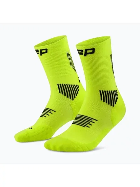Șosete compresive pentru bărbați CEP Run Mid Cut lime/black negru