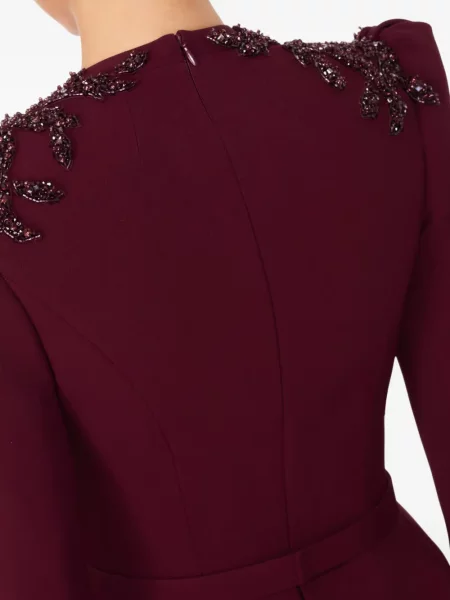 Rochie maxi Jenny Packham cu paiete cu decolteu în V de costum roșu