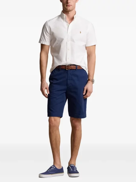 Tricou Polo Ralph Lauren din piele cu broderie în carouri maro