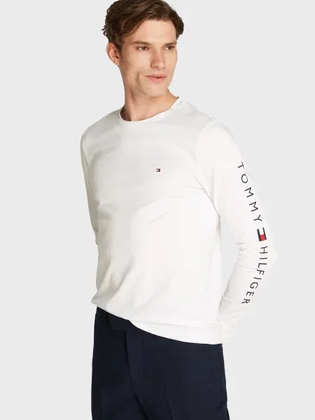 Лонгслив Tommy Hilfiger с длинным рукавом с автографом белый