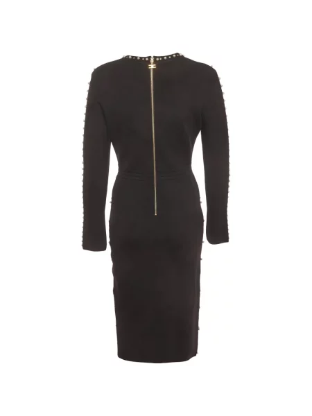 Rochie midi Elisabetta Franchi cu perle cu decolteu în V negru