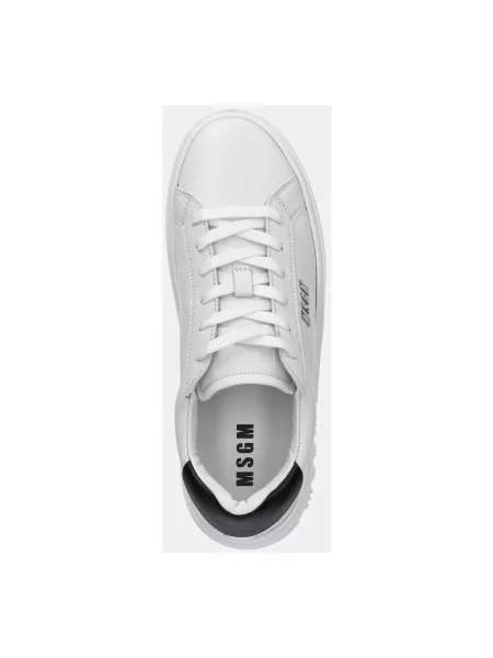 Sneakersy Msgm skórzane z logo białe