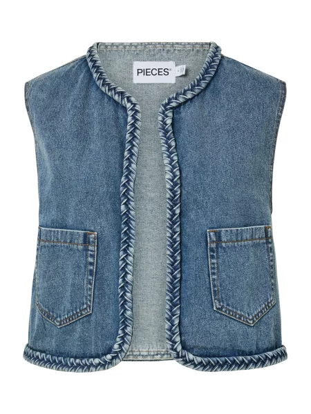 PIECES Vestă PCBELL denim albastru