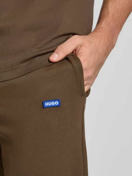 Spodnie dresowe o kroju comfort fit z czystej bawełny model ‘NAPIN’ Hugo Blue