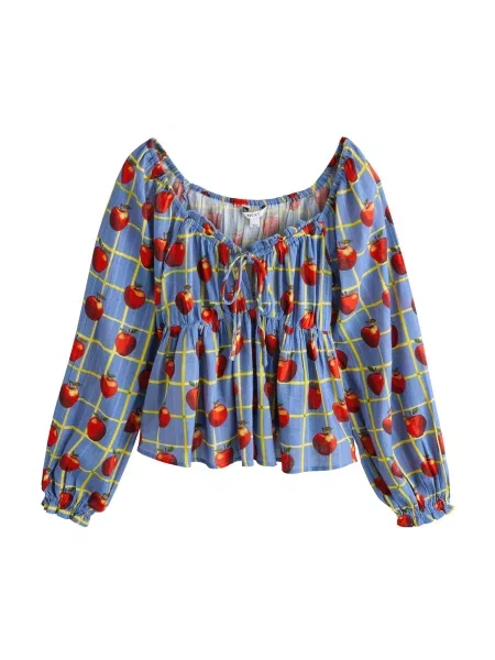 Next Bluză albastru fumuriu / galben deschis roşu închis roșu