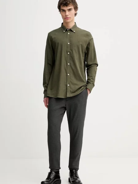 Les Deux koszula regular z kołnierzykiem button-down zielony