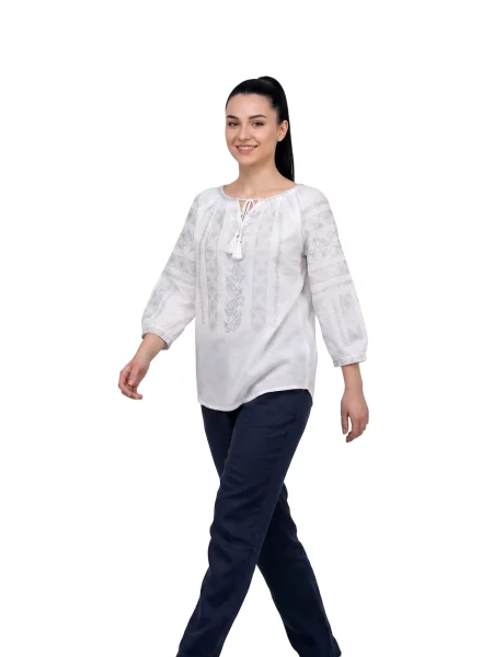 Rody’s forever Bluză tradițională Oktoberfest Damenbluse weiß/silber S' alb